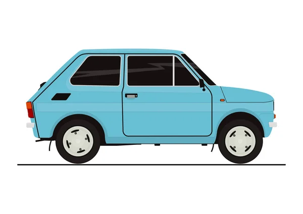 Pegatina Coche Retro Pequeño Vista Lateral Vector Plano — Vector de stock