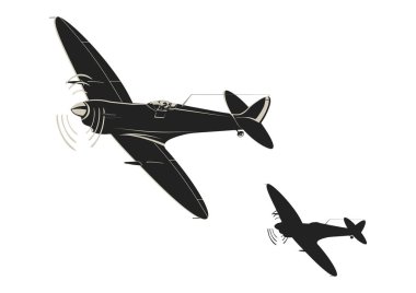 II. Dünya Savaşı avcı uçağı basit etiket. Düz vektör.