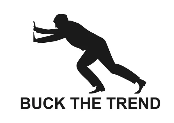 Buck Trend Human Silhouette Pushing Box Arrow Flat Vector — Stock Vector