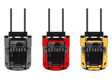 Planı görünümü 3 tekerlekli denkleştirme forklift. Düz vektör.