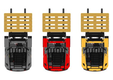 Planı görünümü 3 tekerlekli denkleştirme forklift. Düz vektör.