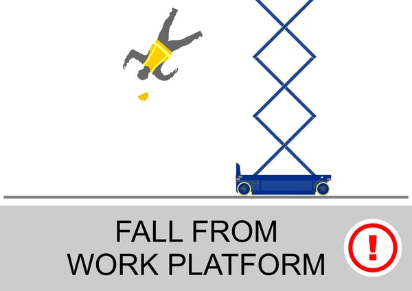 Elevador Tijera Plataforma Trabajo Elevada Consejos Seguridad Vector Plano — Archivo Imágenes Vectoriales