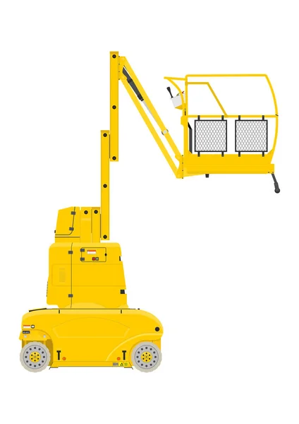 Yellow Vertical Mast Lift Side View Flat Vector — Stock Vector