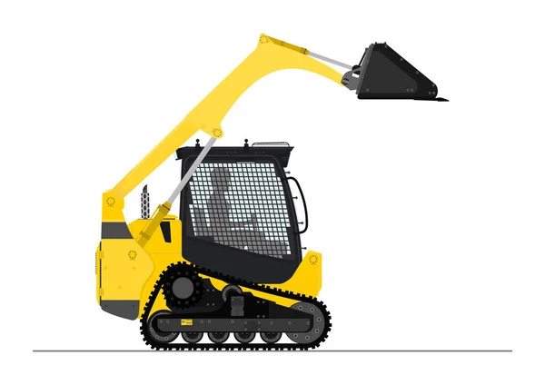 Compact Track Loader Side View Flat Vector — Stock Vector