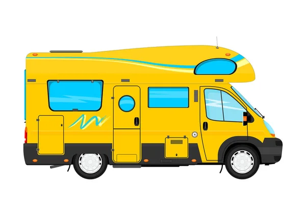 Cartoon Camper White Background Side View Flat Vector — Stock Vector
