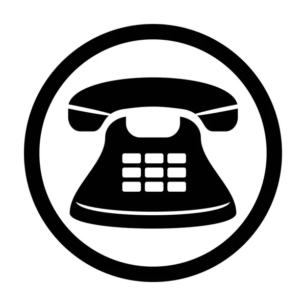 Icône Téléphonique Icône Téléphone Fixe Noir Blanc Vecteur Plat — Image vectorielle