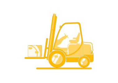 Forklift simgesi. Düz vektör forklift kamyon Infographic piktogram.