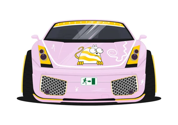 Cartoon Dekoriertes Auto Ein Pinkfarbenes Auto Japanischen Stil Namens Itasha — Stockvektor