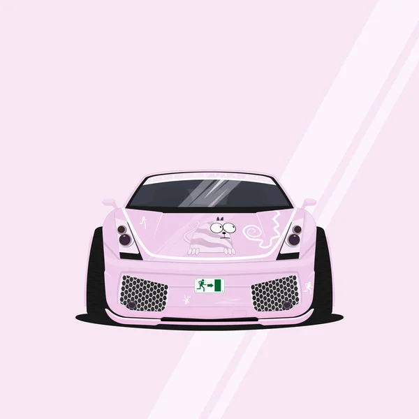 Cartoon Decorated Car Pink Car Japanese Style Called Itasha Jingle — Stock Vector