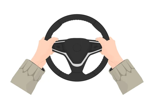 Driving Safety Right Position Hands Steering Wheel Driving Position Flat — Stock Vector