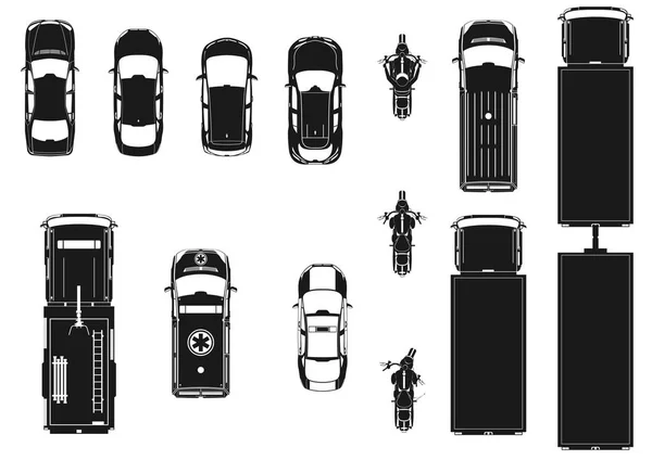 Véhicules Ensemble Différentes Icônes Véhicule Voiture Ambulance Moto Camion Camion — Image vectorielle