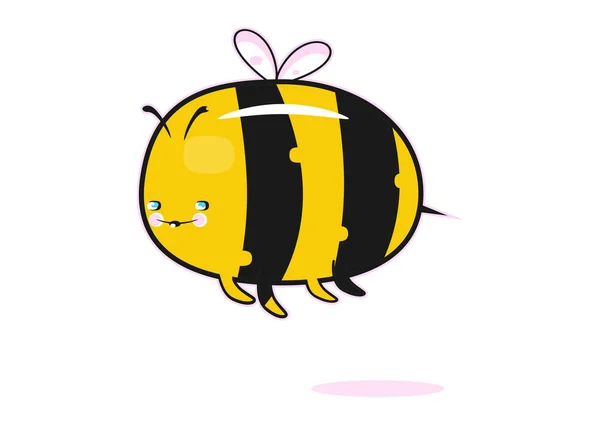 Kawaii Bee Bee Vrolijke Kleuren Japanse Kawaii Stijl Platte Vector — Stockvector