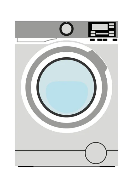 Automatic Washmachine Washing Machine Icon White Background Flat Vector — Stock Vector