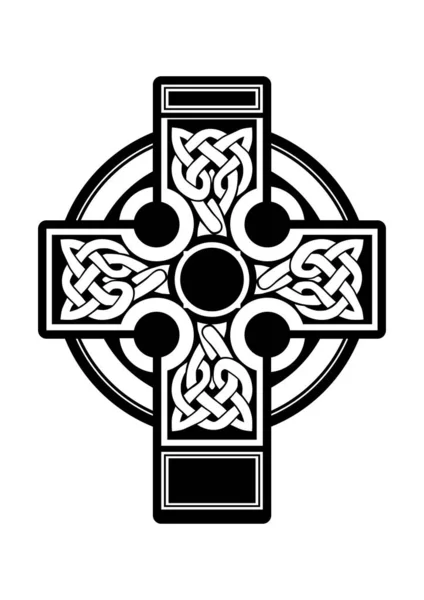 Christian Cross Black White Silhouette Celtic Cross Flat Vector — Stock Vector