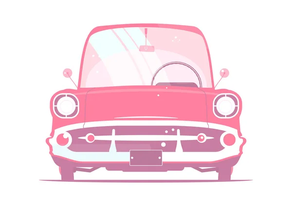 Рожевий Ретро Автомобіль Просте Чисте Ретро Валентне Запрошення День Вид — стоковий вектор