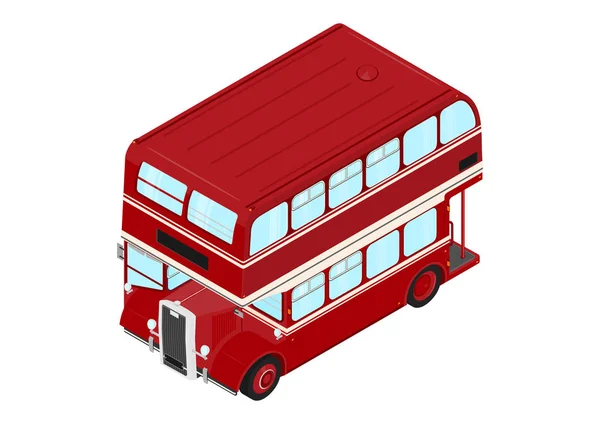 Cartoon Bus Deux Étages Sur Fond Blanc Vue Imprenable Vecteur — Image vectorielle