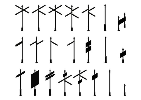 Señal Tráfico Conjunto Señales Calle Isométricas Blanco Vista Isométrica Vector — Archivo Imágenes Vectoriales