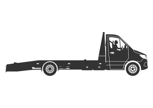 Modern Wrecker Recovery Vehicle Icon Side View Tow Truck Driver — Stock Photo, Image