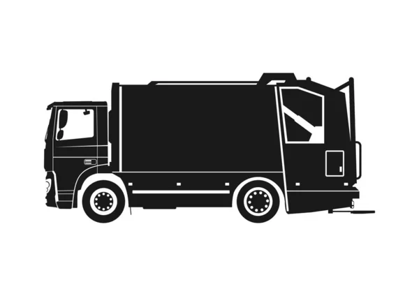 Garbage Truck Icon Silhouette Garbage Truck Side View Raster — Stock Photo, Image