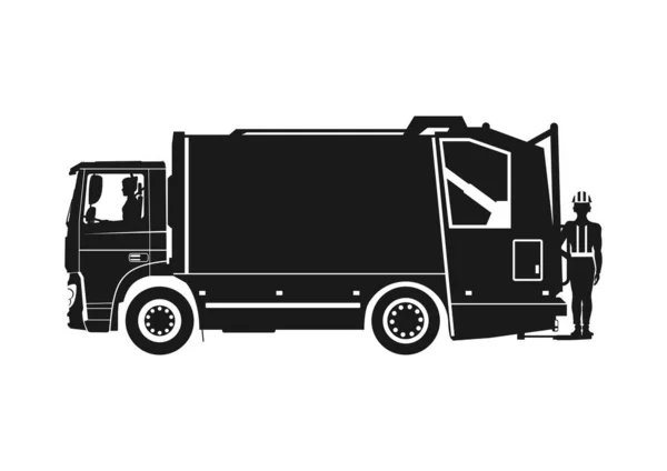 Garbage Truck Icon Silhouette Garbage Truck Side View Raster — Stock Photo, Image