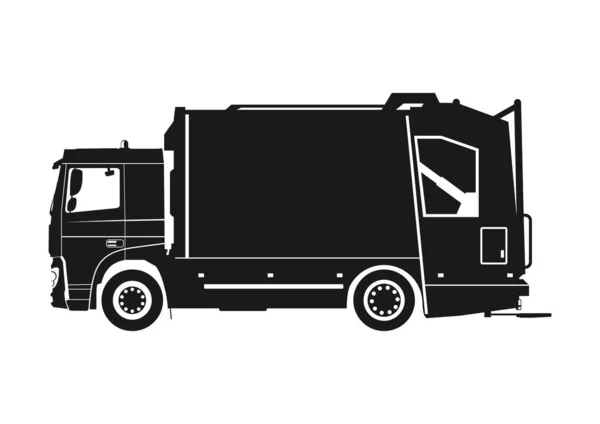 Garbage Truck Icon Silhouette Garbage Truck Side View Raster — Stock Photo, Image
