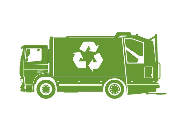 Garbage Truck Icon Silhouette Garbage Truck Side View Raster — Stock Photo, Image