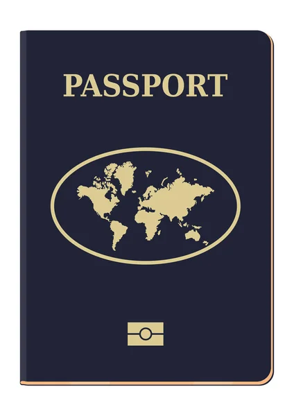 Passaporto Copertura Moderno Passaporto Biometrico Concetto Viaggio Turismo Vettore Piatto — Vettoriale Stock