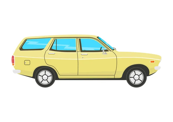 Retro Emlak Arabası Vintage Station Wagon Araba Yan Görünümü Düz — Stok Vektör