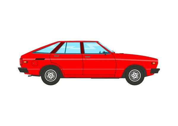 Classic Car Eighties Side View Vintage Car Flat Vector — Stock Vector
