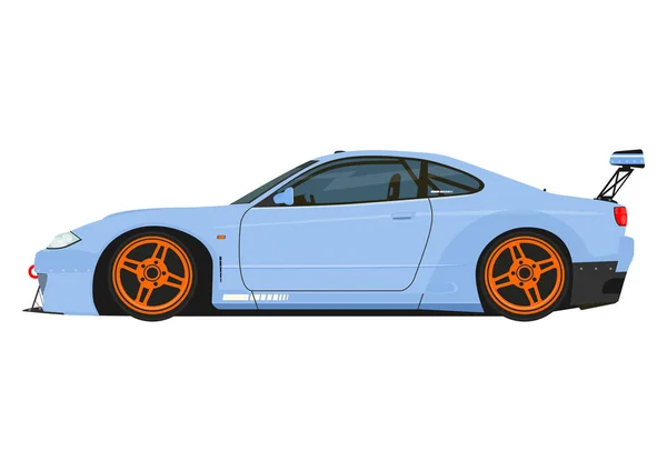 Sports Car Side View Modern Drift Car Flat Vector — Stock Vector