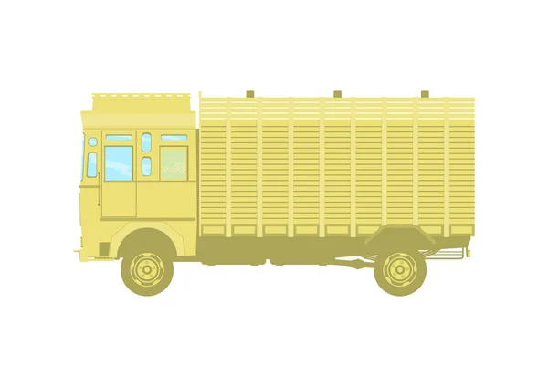 Vintage Truck Icon Side View Indian Truck Flat Vector — Stock Vector