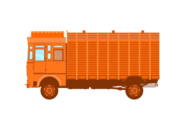 Vintage Truck Icon Side View Indian Truck Flat Vector — Stock Vector