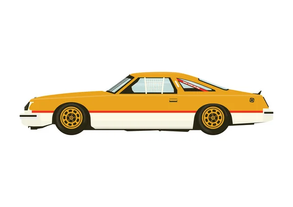 Závodní Auto Klasické Sportovní Auto Sedmdesátých Let Pohled Strany Plochý — Stockový vektor