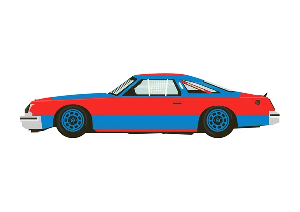 Racing Car Classic Sports Car Seventies Side View Flat Vector — Stock Vector