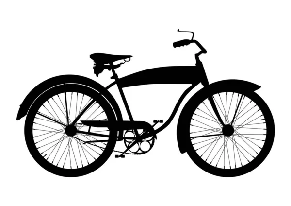 自転車アイコン 白い背景に古典的なバイクの側面図 フラットベクトル — ストックベクタ