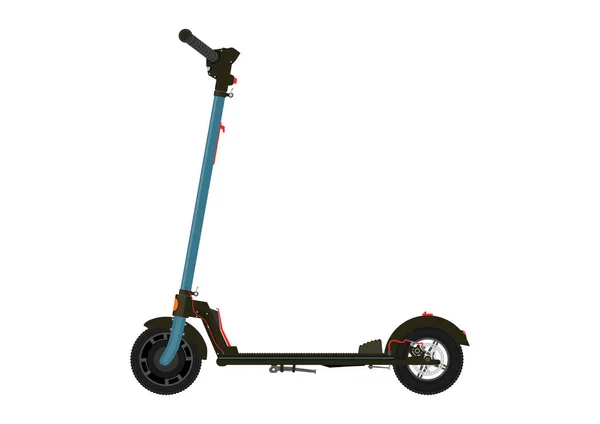 Scooter Elettrico Moderno Scooter Calcio Uno Sfondo Bianco Vista Laterale — Vettoriale Stock