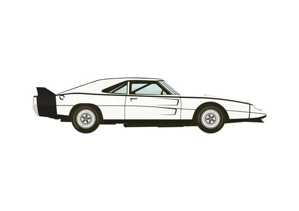 Yarış Arabası Beyaz Bir Arka Planda Vintage Yarış Araba Sticker — Stok Vektör