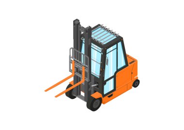 Forklift. Counterbalance forklift truck without load on a white background. Isometric view. Flat vector. clipart