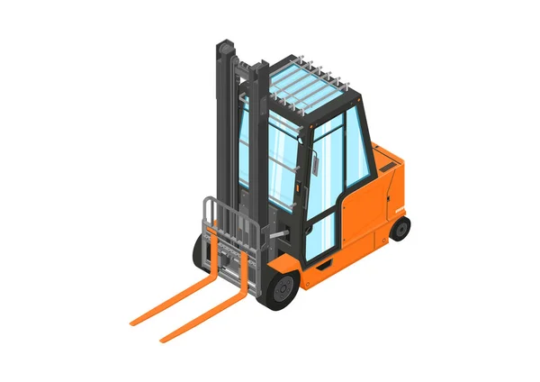 Forklift Beyaz Arka Planda Yük Olmadan Denge Forklift Kamyon Zometrik — Stok Vektör