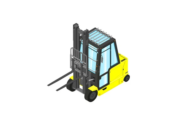 Yellow Forklift Counterbalance Forklift Truck Isometric View Flat Vector — Stock Vector