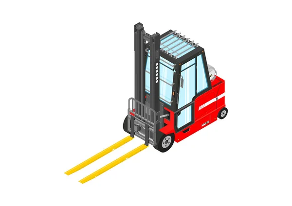 Gas Powered Forklift Isometric View Red Lpg Counterbalance Forklift Flat — Stock Vector