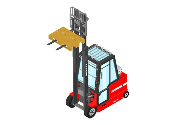 Gas Powered Forklift Isometric View Red Lpg Counterbalance Forklift Flat — Stock Vector