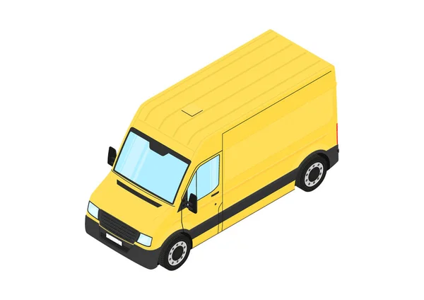 Yellow Van Modern Van White Background Isometric View Flat Vector — Stock Vector