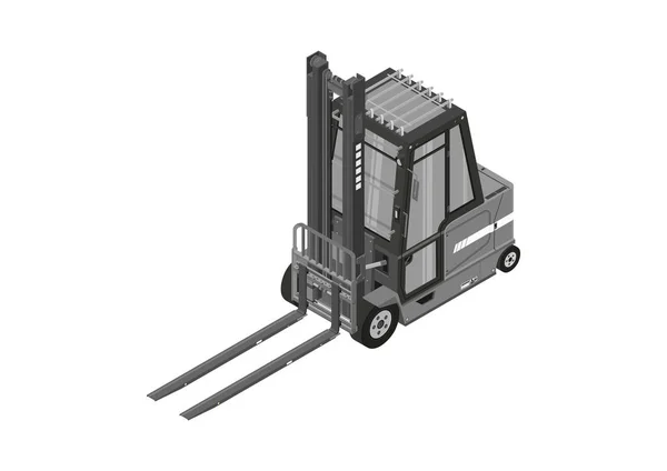 Gray Forklift Modern Forklift Monochromatic Colors Isometric View Flat Vector — Stockový vektor