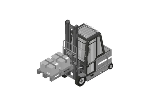 Gray Forklift Modern Forklift Monochromatic Colors Isometric View Flat Vector — Wektor stockowy