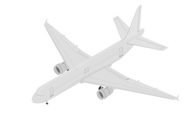 Uçağı. Gri tonlarında modern bir uçak. İzometrik görünüm. Düz vektör.