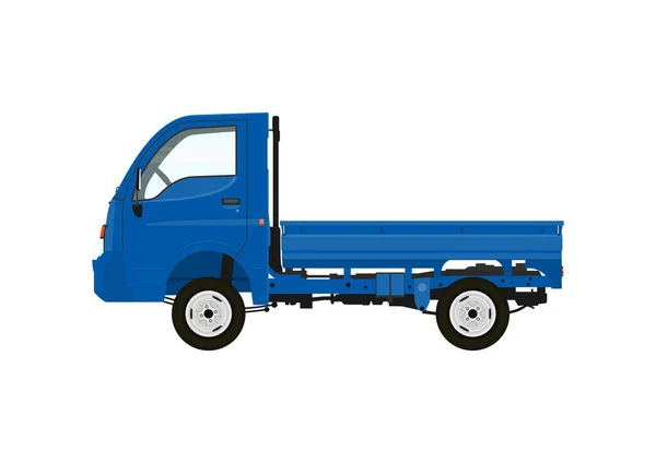 Mini Asian Truck Side View Small Modern Truck Flat Vector — Stock Vector