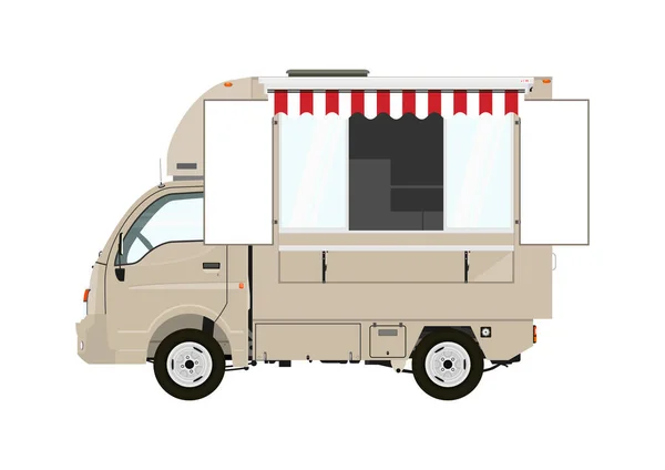 Food Truck White Background Side View Flat Vector — Stock Vector