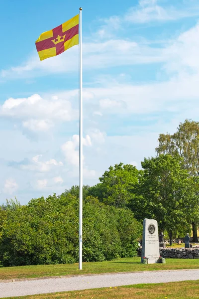 Finsta Suède Août 2018 Monument Sainte Birgitta Église Skederid Avec — Photo