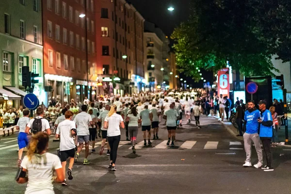 Stockholm Schweden August 2018 Mitternachtslauf Auf Den Straßen Der Südlichen — Stockfoto